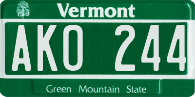 VT license plate AKO244