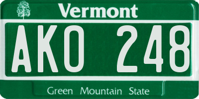 VT license plate AKO248