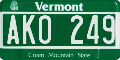 VT license plate AKO249