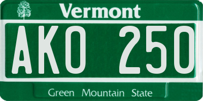 VT license plate AKO250
