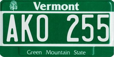 VT license plate AKO255