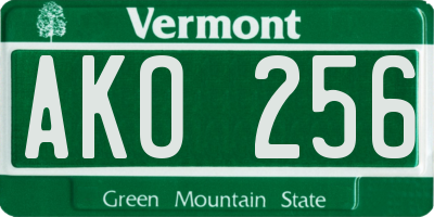 VT license plate AKO256