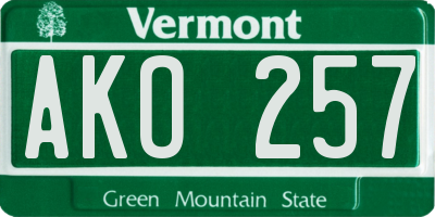 VT license plate AKO257