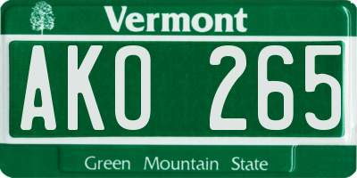 VT license plate AKO265