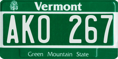 VT license plate AKO267