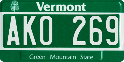 VT license plate AKO269