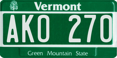 VT license plate AKO270