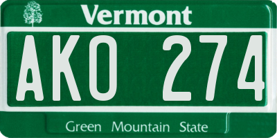 VT license plate AKO274