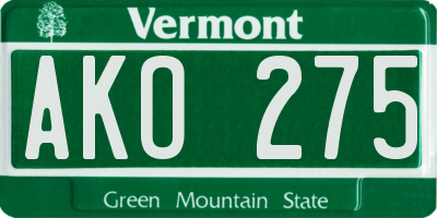 VT license plate AKO275