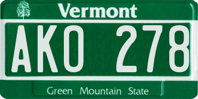 VT license plate AKO278