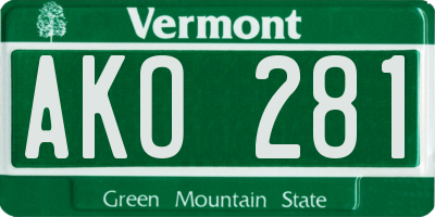 VT license plate AKO281
