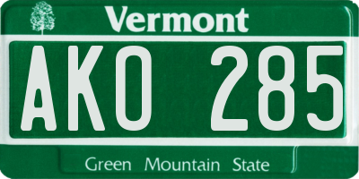 VT license plate AKO285