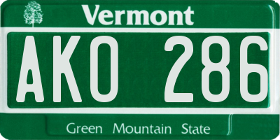 VT license plate AKO286