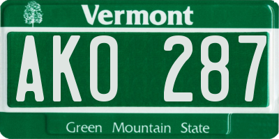 VT license plate AKO287