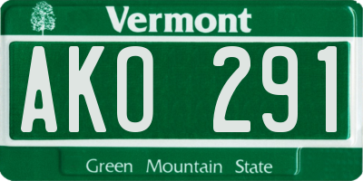 VT license plate AKO291