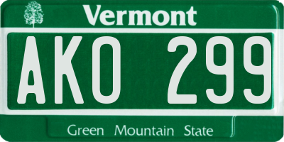 VT license plate AKO299
