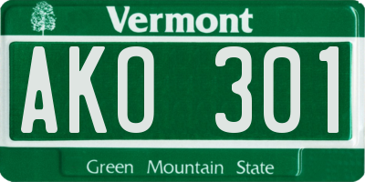 VT license plate AKO301
