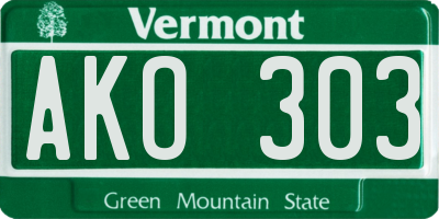 VT license plate AKO303