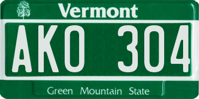 VT license plate AKO304