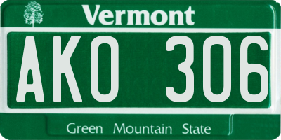 VT license plate AKO306