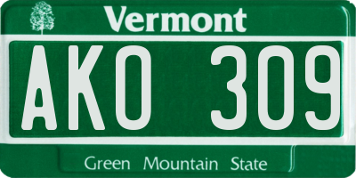 VT license plate AKO309