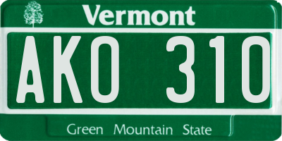 VT license plate AKO310