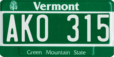 VT license plate AKO315