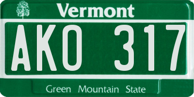 VT license plate AKO317