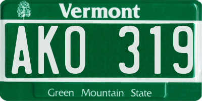 VT license plate AKO319