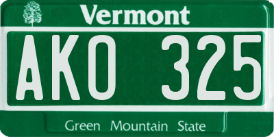 VT license plate AKO325