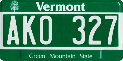 VT license plate AKO327