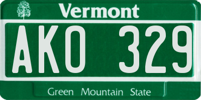 VT license plate AKO329