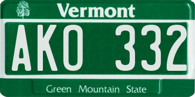 VT license plate AKO332