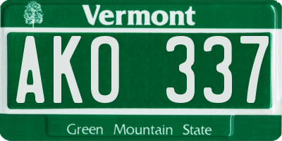 VT license plate AKO337
