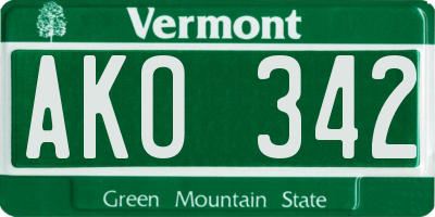 VT license plate AKO342