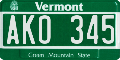 VT license plate AKO345