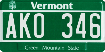 VT license plate AKO346