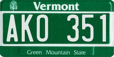 VT license plate AKO351