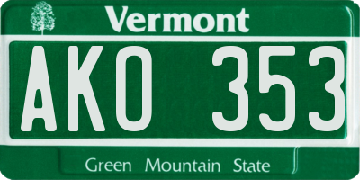 VT license plate AKO353