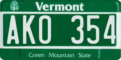 VT license plate AKO354