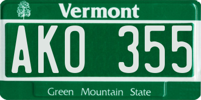 VT license plate AKO355