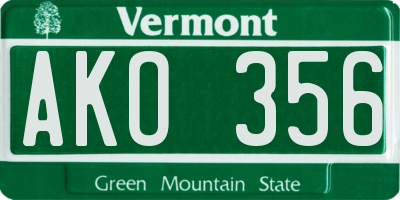 VT license plate AKO356