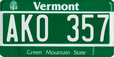 VT license plate AKO357