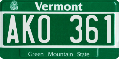 VT license plate AKO361