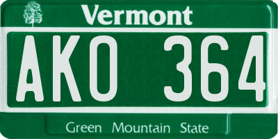 VT license plate AKO364