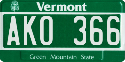 VT license plate AKO366