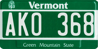 VT license plate AKO368