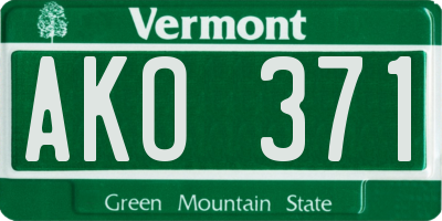 VT license plate AKO371