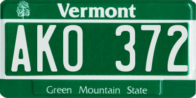 VT license plate AKO372