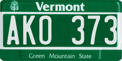 VT license plate AKO373
